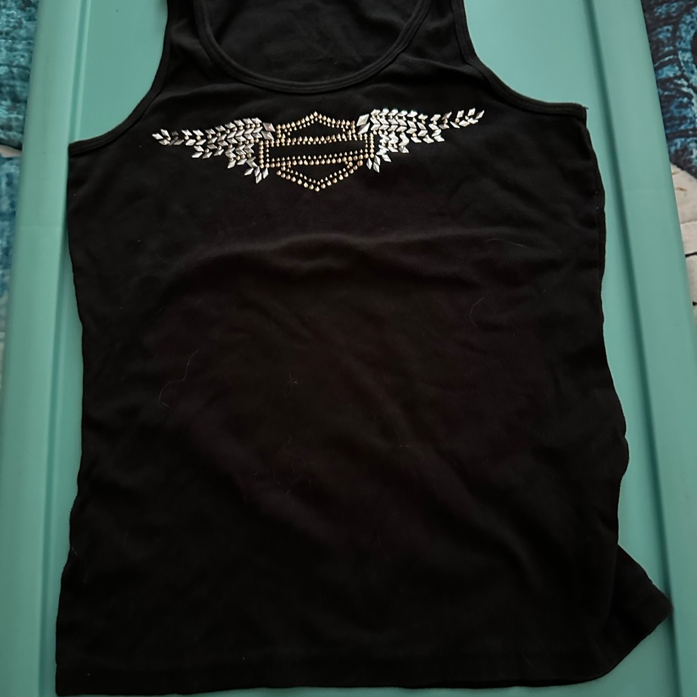 Harley Davison black tank top, studded, like new, size Medium